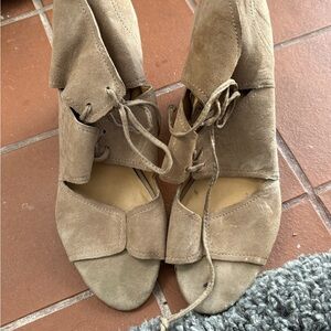 Franco Sarto Tan Lace Up Boots Suede